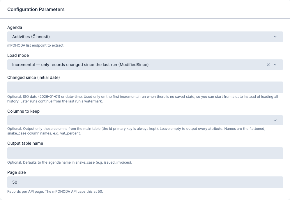Screenshot - mPOHODA row configuration